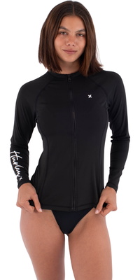 2026 Hurley Femmes Long Sleeve Zip Lycra Vest WLEU00003 - Black