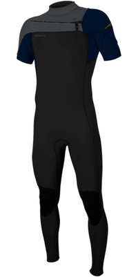 2026 ONeill Hommes Hammer 2mm Chest Zip Manches Courtes Combinaison N&eacute;opr&egrave;ne 5056 - Black / Abyss / Graphite