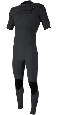 2026 ONeill Mens Hyperfreak 2mm Chest Zip Short Sleeve Wetsuit 5497 - Tempered Steel / Graphite