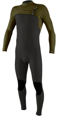 2026 ONeill Hommes Hyperfreak 3/2mm+ Chest Zip Combinaison Néoprène 5343 - Raven / Army