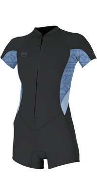 2026 ONeill Femmes Bahia 2mm Front Zip Printemps Combinaison Néoprène Combinaison Néoprène 5293 - Tempered Steel / Surf Abstract / Chambry Blu