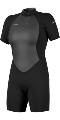 2026 ONeill Femmes Reactor-2 2mm Back Zip Shorty Combinaison N&eacute;opr&egrave;ne 5043B - Black / Black
