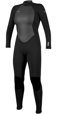 2026 ONeill Womens Reactor-2 3/2mm Back Zip Wetsuit 5042B - Black / Black
