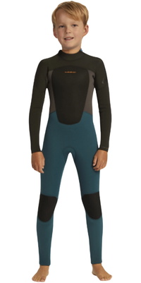2026 Quiksilver Enfants Prologue 4/3mm Back Zip Combinaison N&eacute;opr&egrave;ne EQKW103014 - Midnight Turquoise