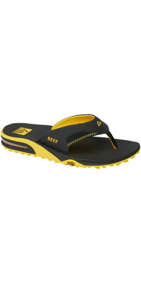 2026 Reef Hommes Sandales Davant-match Fanning CJ7225 - Black / Jaune