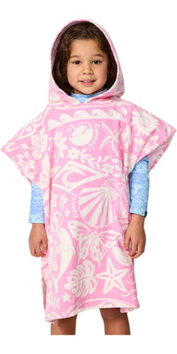 2026 Rip Curl Girls Mixed Snap Cotton Hooded Poncho Towel 00AJTO - Pink