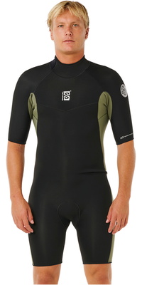 2026 Rip Curl Hommes Dawn Patrol 2mm Back Zip Shorty Combinaison N&eacute;opr&egrave;ne 11TMSP - Deep Cactus