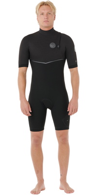 2026 Rip Curl Hommes E-Bomb 2/2mm Zip Free Shorty Combinaison N&eacute;opr&egrave;ne 124MSP - Black