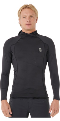 2026 Rip Curl Hommes Rechercher UPF Performance Gilet à Capuche Et Manches Longues En Lycra 16IMRV - Black