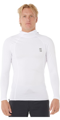 2026 Rip Curl Mens Search UPF Performance Hooded Long Sleeve Rash Vest 16IMRV - White