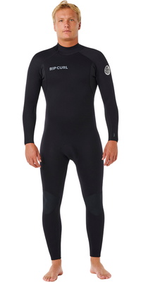 2026 Rip Curl Hommes Trad 3/2mm Flatlock Back Zip Combinaison N&eacute;opr&egrave;ne 18EMFS - Black