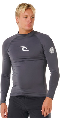 2026 Rip Curl Hommes Waves UPF Performance Gilet à Manches Longues En Lycra 16FMRV - Charcoal Grey