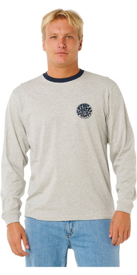 2026 Rip Curl Hommes Combinaison Icon T-shirt à Manches Longues 104MTE - Grey Marle