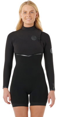2026 Rip Curl Femmes E-Bomb 2/2mm Zip Free Manches Longues Printemps Combinaison Néoprène 149WSP - Black