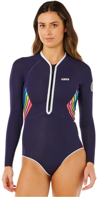 2026 Rip Curl Femmes G-Bomb 1.5mm Front Zip Printemps Combinaison N&eacute;opr&egrave;ne 13PWSP - Dark Navy