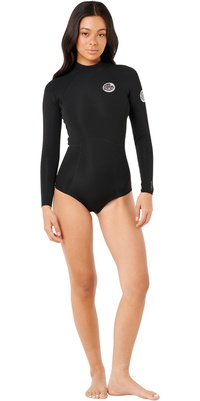 2026 Rip Curl Womens G-Bomb 1mm Long Sleeve Back Zip Springsuit Wetsuit 13IWSP - Black