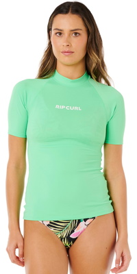 2026 Rip Curl Femmes Gilet Lycra à Manches Courtes Molokai, Couleur Unie, Indice UPF 19QWRV - Green