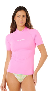 2026 Rip Curl Femmes Gilet Lycra à Manches Courtes Molokai, Couleur Unie, Indice UPF 19QWRV - Super Pink
