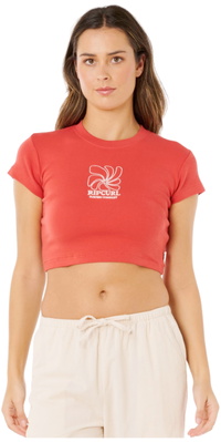 2026 Rip Curl Femmes Pacifique Coast B&eacute;b&eacute;s Tee 0MKWTE - Deep Red