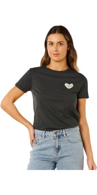 2026 Rip Curl Womens RC Heart Logos Tee 0MWWTE - Washed Black