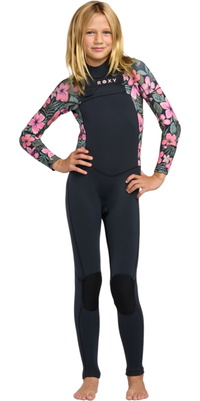 2026 Roxy Enfants Swell Natural 4/3mm Chest Zip Combinaison Néoprène 26RW213501 - Electric Pink