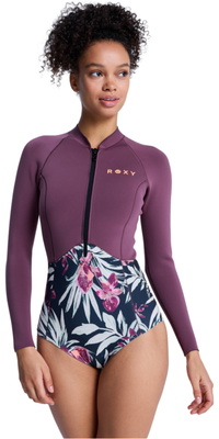2026 Roxy Femmes 1mm Swell Natural Front Zip Printemps Combinaison Néoprène 26BW243506 - Black Multi