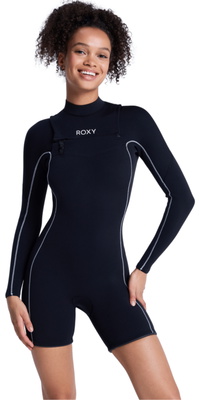 2026 Roxy Femmes Elite Xtra Stretch 2mm Manches Longues Chest Zip Printemps Combinaison Néoprène 26BW243501 - Black