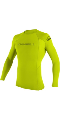 2026 ONeill Hommes Basic Skins Long Sleeve Rash Guard 3342 - Lime