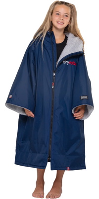 2026 Dryrobe Enfants Advance Peignoir à Manches Courtes V3KSS - Bleu Marine / Grey