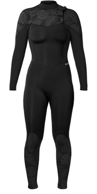 2026 Xcel Femmes Comp 4/3mm Chest Zip Combinaison Néoprène WN43ZXC4P - Black / Palm Print