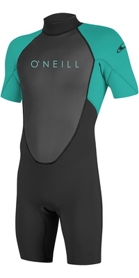 2025 ONeill Youth Reactor II 2mm Back Zip Shorty Combinaison Néoprène 5045 - Black / Aqua