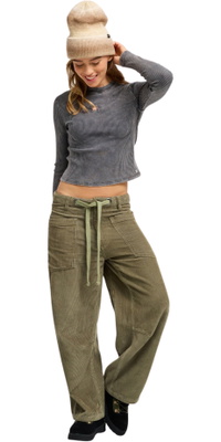 2026 Roxy Femmes Le Ciel Est Haut Pantalon à Cordes ERJNP03742 - Oil Green