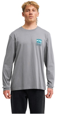 2026 Billabong Hommes Tampon Manche Longue T-Shirt EBYZT00613 - Pewter