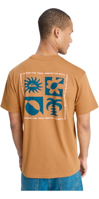 2026 Quiksilver Hommes Evo Fleurs De Paix T-Shirt EQYZT08264 - Tobacco Brown