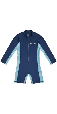 2026 Rip Curl Junior Ride The Wave UPF Long Sleeve Sunsuit 129TRV - Light Navy