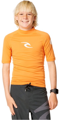 2026 Rip Curl Junior Waves UPF Short Sleeve Rash Vest 136BRV - Vitamin C