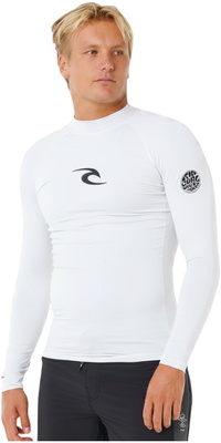 2026 Rip Curl Hommes Waves UPF Performance Gilet à Manches Longues En Lycra 16FMRV - White