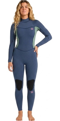 2026 Billabong Femmes Synergy 3/2mm Flatlock Back Zip Combinaison N&eacute;opr&egrave;ne 24BW211601 - Stormy Blue