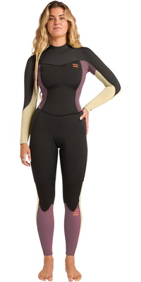 2026 Billabong Femmes Synergy 4/3mm Back Zip Combinaison Néoprène 24BW211603 - Grey Violet