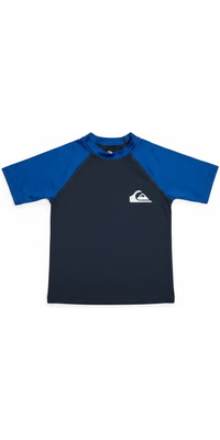 2026 Quiksilver Enfants Everyday Débardeur En Lycra à Manches Courtes UPF50 AQBWR03064 - Bleu Marine Foncé / Bleu Monaco