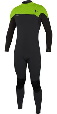 2026 O'Neill Mens Hyperfreak Comp 4/3mm Zipless Wetsuit 4971 - Tempered Steel / Day Glo