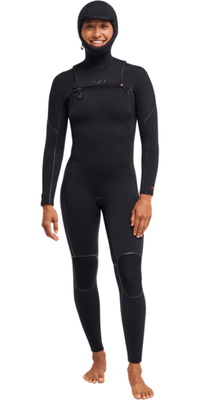 2026 Roxy Femmes Elite Xtra Warm 6/5mm Chest Zip &agrave; Capuche Combinaison N&eacute;opr&egrave;ne ERJW203015 - True Black