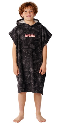 2026 Rip Curl Enfants Séances Hooded Serviette 00DBTO - Washed Black