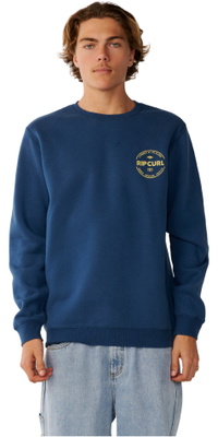 2026 Rip Curl Hommes Épingle Crew Sweat à Manches 0CEMFL - Light Navy