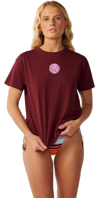 2026 Rip Curl Femmes Icônes De Surf Détendu T-Shirt 0RVWTE - Dark Plum