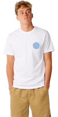 2026 Rip Curl Hommes T-Shirt à Logo Streamline Sur La Poitrine 13KMTE - White