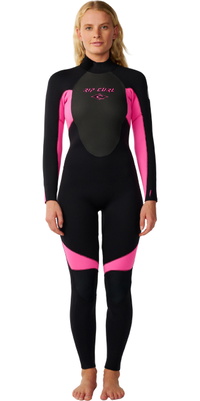 2026 Rip Curl Womens Omega 5/4mm Back Zip Wetsuit 17RWFS - Black / Pink