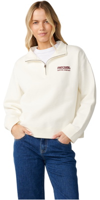 2026 Rip Curl Femmes Planche De Surf Puff 1/4 Zip Fleece 07WWFL - Bone