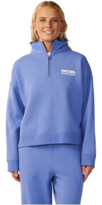 2026 Rip Curl Femmes Planche De Surf Puff 1/4 Zip Fleece 07WWFL - Mid Blue