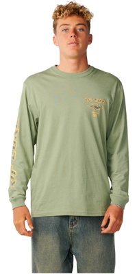 2026 Rip Curl Hommes Estomper Licône Manche Longue T-Shirt 0BQMTE - Sage